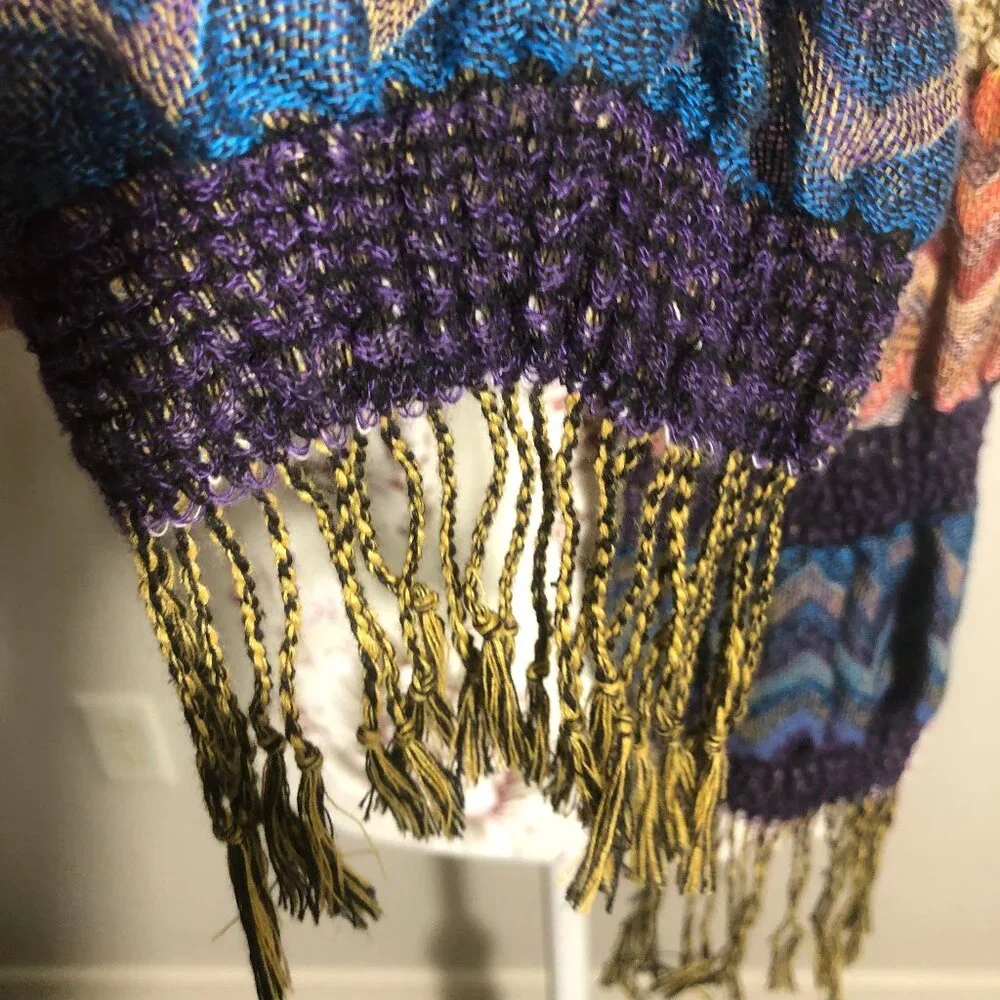 🧶 Textured Chevron Stripe Scarf with Fringe | Cozy & Artful Layers